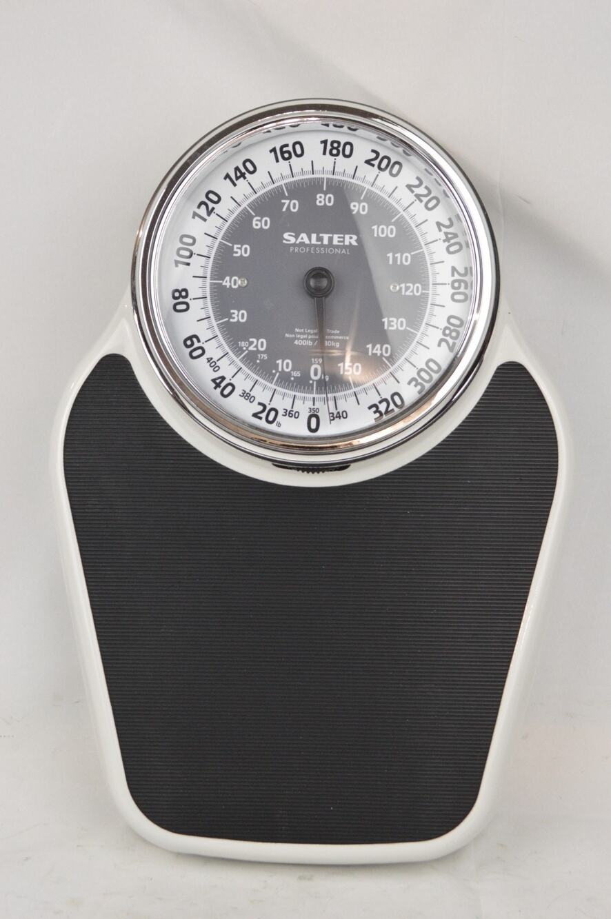 Salter Professional Scale 400LB Analog Floor Bathroom White Black Metal Lb/Kg